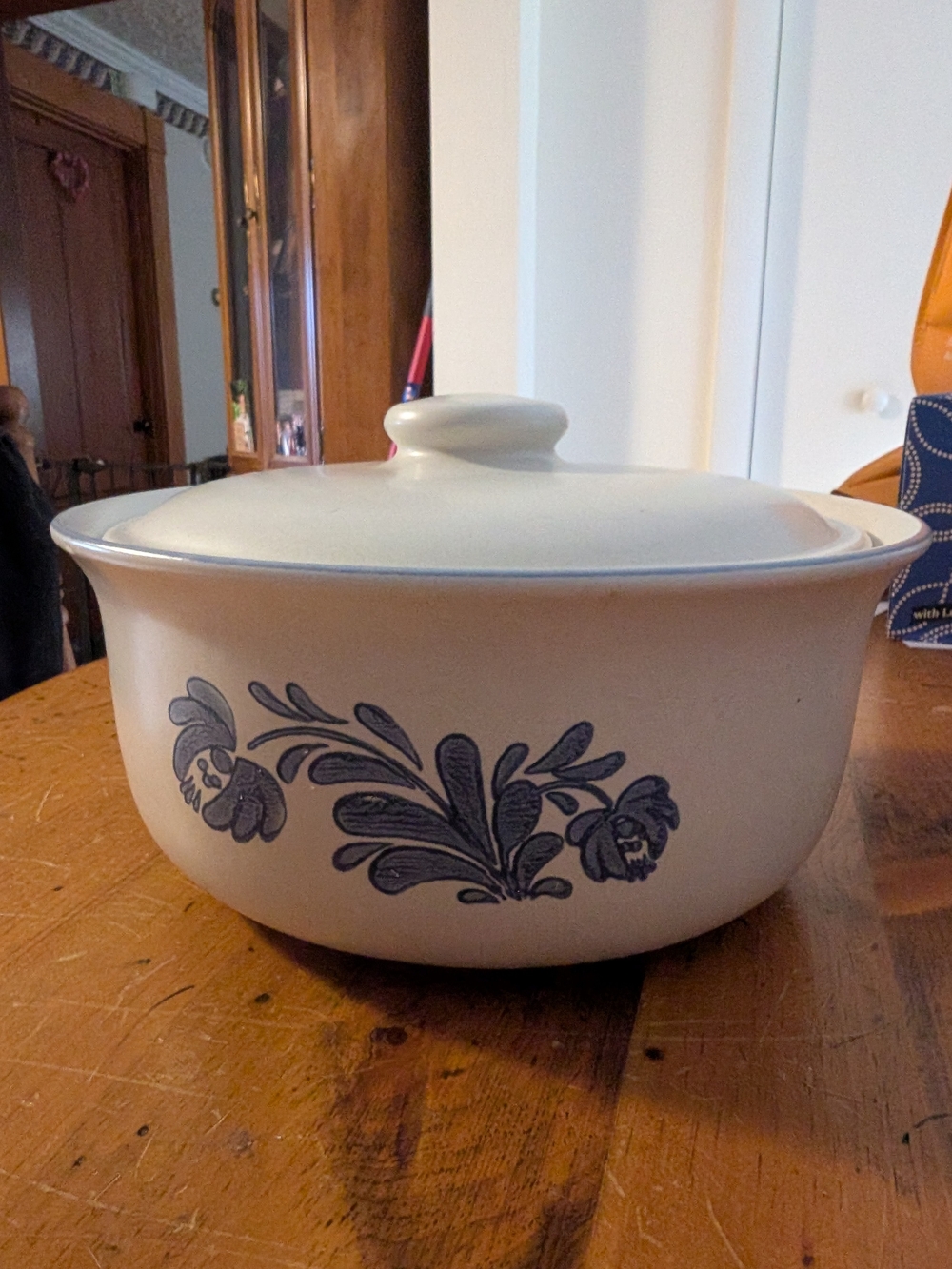 Blue Floral Ceramic Covered Casserole Dish